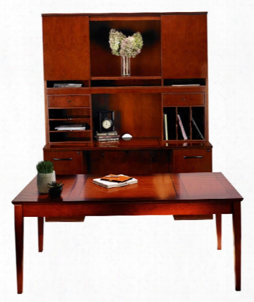 72" Table Desk With Double Pedestal Credenza And Hutch By Mayline Office Furniture