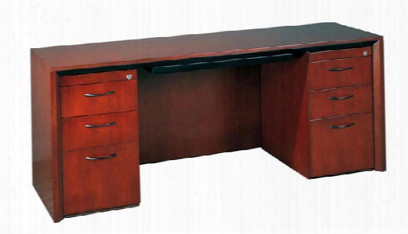 72" Wood Veneer Double Pedestal Credenza By Mayline Office Furniture