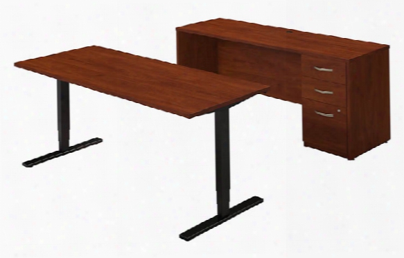 72"w Height Adjustable Standing Desk With Credenza By Bush