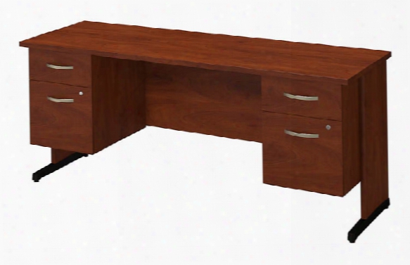 72"w X 24"d C-leg Desk With Two 3/4 Pedestals By Bush