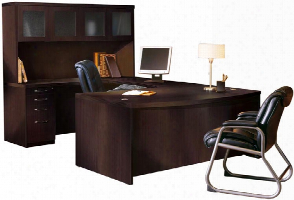 Bowfront U Shaped Desk With Hutch By Mayline Office Furniture