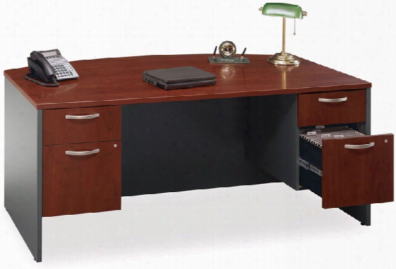 Double Pedestal Bow Front Desk By Bush