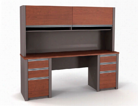 Double Pedestal Credenza With Hutch 93860 By Bestar