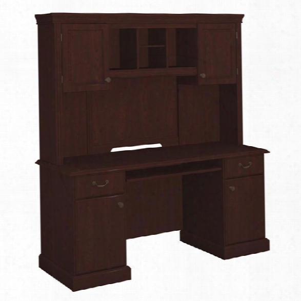 Double Pedestal Credenza With Hutch By Bush