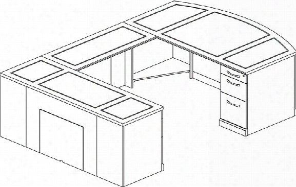 Double Pedestal U Shaped Bow Front Desk By Mayline Office Furniture