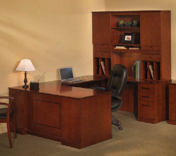 Double Pedestal U Shaped Desk With Hutch By Mayline Office Furniture