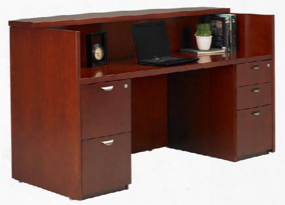 Double Pedestal Wood Veneer Reception Desk By Mayline Office Furniture