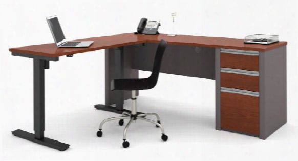 L Shaped Desk With Adjustable Height Table By Bestar