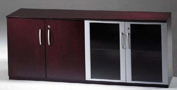 Low Wall Cabinet With Wood And Glass Doors By Mayline Office Furniture