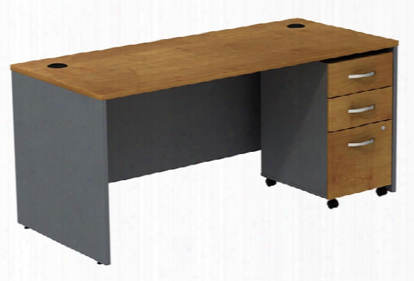 Managers Desk With 3 Drawer File By Bush