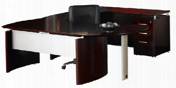 U Shaped Napoli Desk With Curved Extension By Mayline Office Furniture