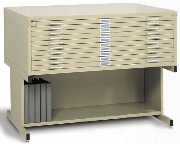 43"w 10 Drawer Steel Flat File With Base By Safco Office Furniture