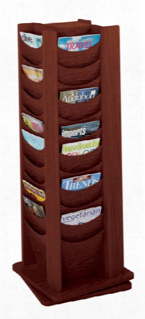 48 Pocket Solid Wood Rotating Display Rack By Safco Office Furniture