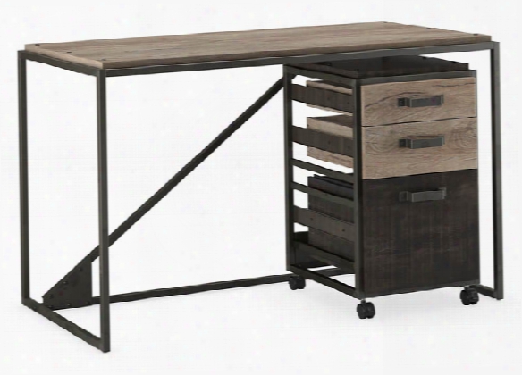 50"w Industrial Desk With 3 Drawer Mobile File Cabinet By Bush