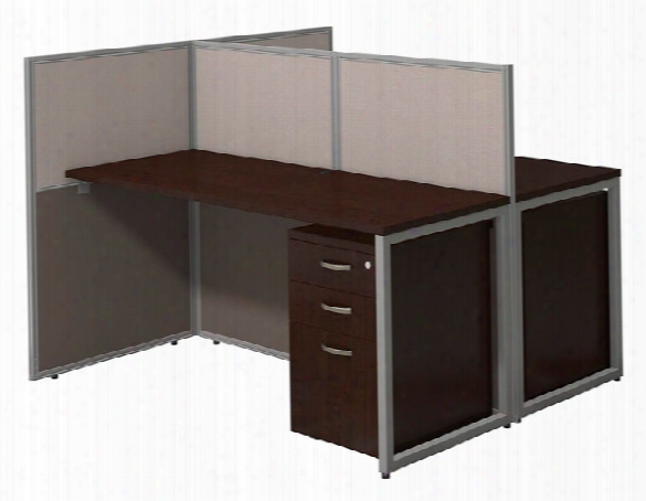 60"w 2 Person Straight Desk Open Office With 3 Drawer Mobile Pedestals By Bush