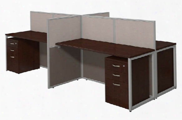 60"w 4 Person Straight Desk Open Office With 3 Drawer Mobile Pedestals By Bush