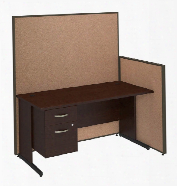 60"w C-leg Desk With 3/4 Pedestal And Propanels By Bush