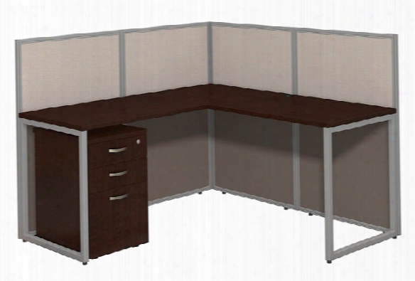 60"w L Desk Open Office With 3 Drawer Mobile Pedestal By Bush