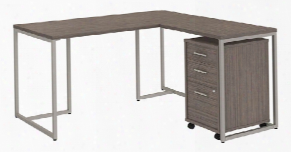 60"w L Shaped Desk With 30"w Return And Mobile File Cabinet By Bush