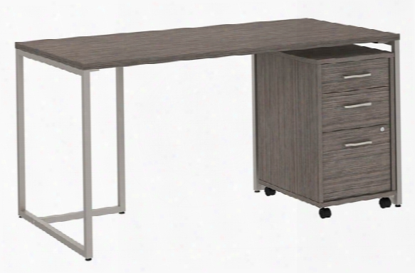 60"w Table Desk With 3 Drawer Mobile File Cabinet By Bush