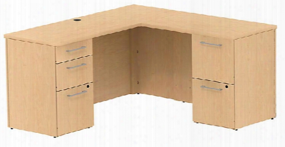 60"w X 22"d L Shaped Office Desk With 2 And 3 Drawer Pedestals And Return By Bush