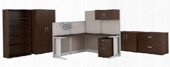 65"w X 65"d L-shaped Cubicle Workstation With Storage And Filing Cabinets By Bush