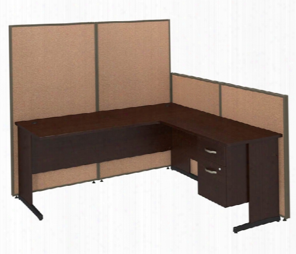 72"w C-leg L-desk With 3/4 Pedestal And Propanels By Bush