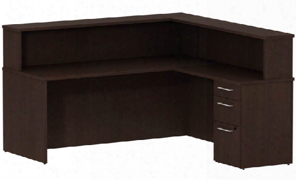 72"w Reception L Desk With 3 Drawer Pedestal By Bush