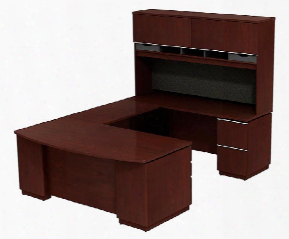 72"w Right Hand U Station With 72"w Hutch Storage By Bush