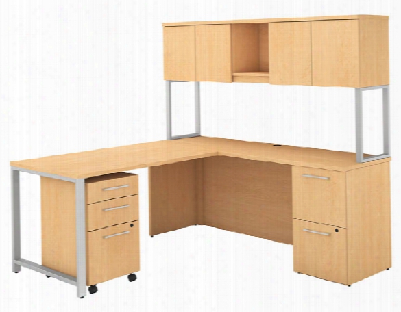 72"w X 22"d L Shaped Desk With Hutch, 48"w Return And Storage By Bush