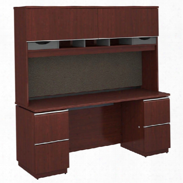 72"w X 24"d Double Pedestal Credenza With Hutch By Bush