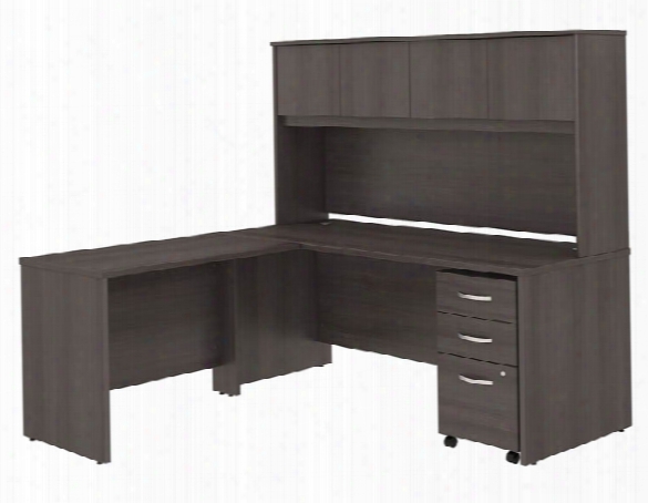 72"w X 30"d L Shaped Desk With Hutch, Mobile File Cabinet Andd 42"w Return By Bush