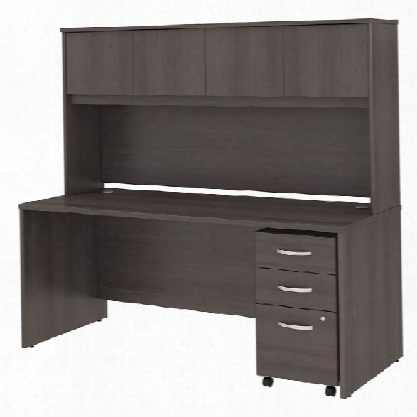 72"w X 30"d Office Desk With Hutch And Mobile File Cabinet By Bush