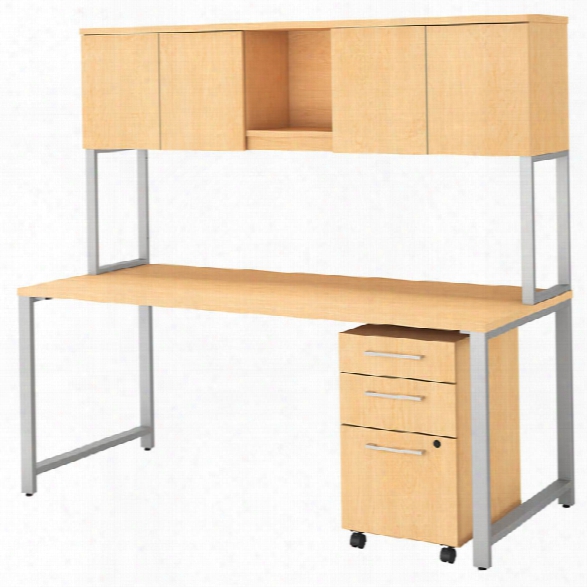 72"w X 30"d Table Desk With Hutch And 3 Drawr Mobile File Cabinet By Bush