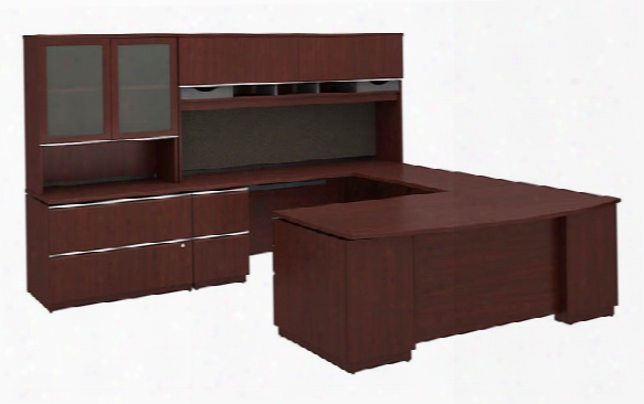 72"w X 36"d Right-handed 2 Drawer Pedestal U Station, Hutch, 2 Drawer File And Hutch By Bush