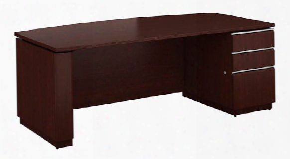 72"w X 36"w Right-handed Single Pedestal Bow Front Desk By Bush