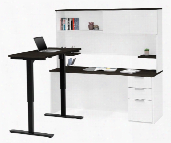 Height Adjustable L-desk With Hutch By Bestar