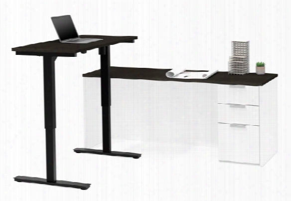 Height Adjustable L-shaped Desk By Bestar