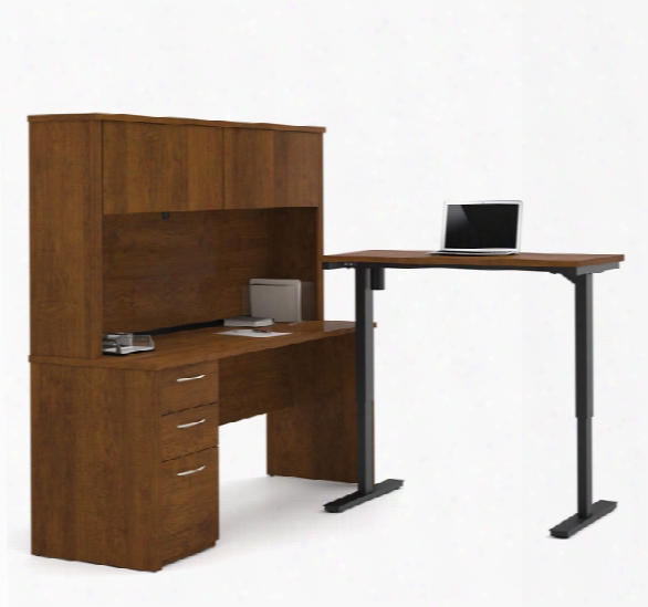 L-desk With Hutch Including Electric Height Adjustable Table By Bestar