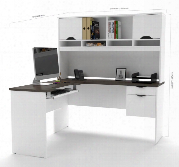 L Shaped Desk With Lateral File & Bookcase By Bestar