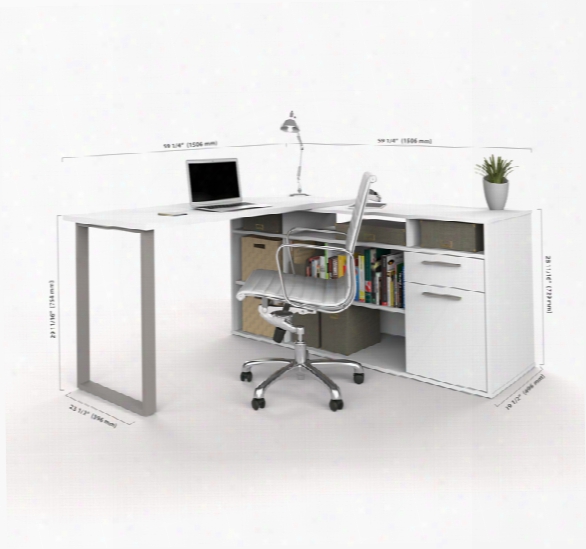 L-shaped Desk With Lateral File And Bookcase By Bestar