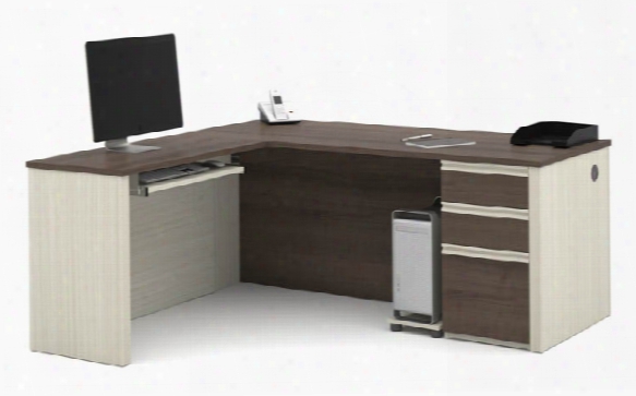 L Shaped Workstation With One Epdestal By Bestar