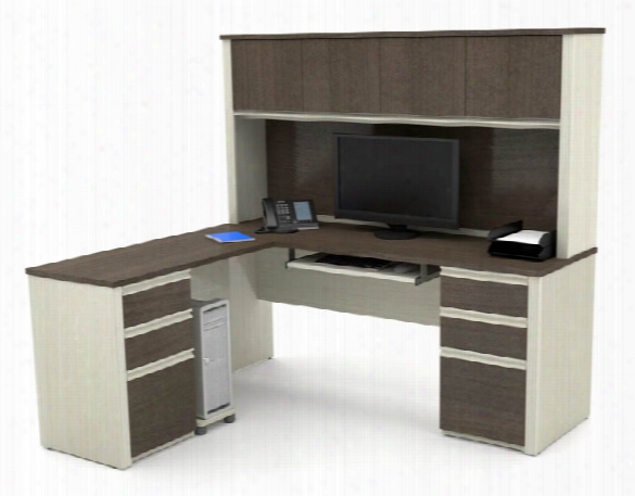 L-shaped Workstation With Two Pedestals By Bestar