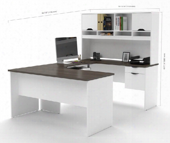 U Shaped Desk With File & Bookcase By Bestar