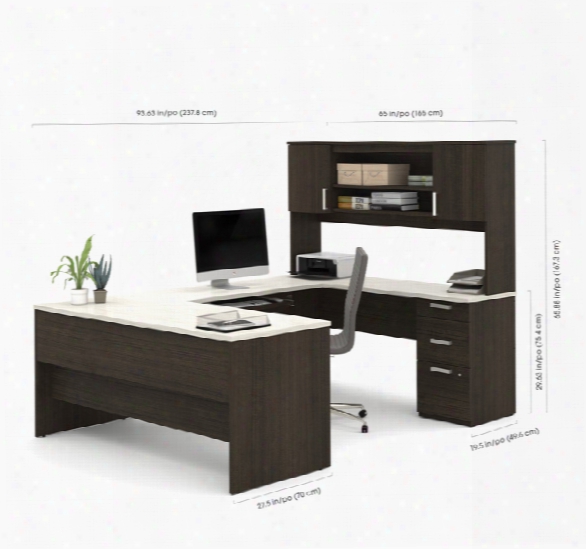 U-shaped Desk With Lareral File And Bookcase By Bestar