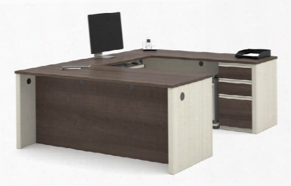 U Shaped Workstation With One Pedestal By Bestar