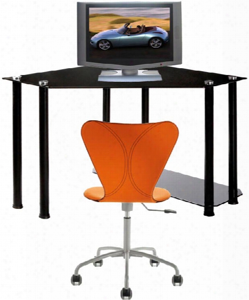 Corner Black Glass Computer Desk By Rta Products