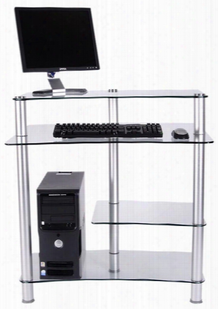 Glass And Aluminum Computer Worktable By Rta Products