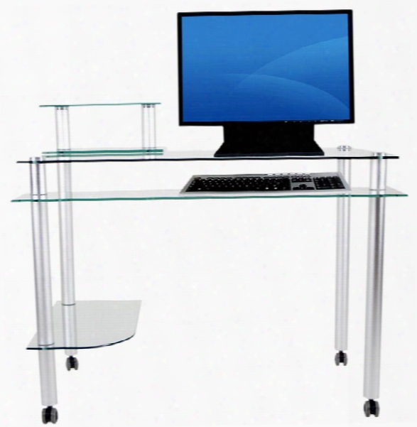 Glass And Aluminum Mobile Computer Desk By Rta Products