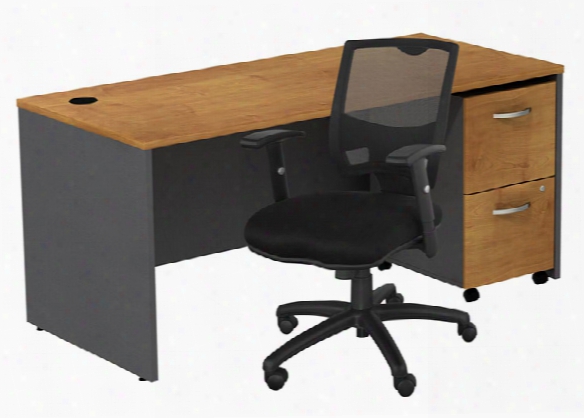 Managers Desk With 2 Drawer File And Chair By Bush